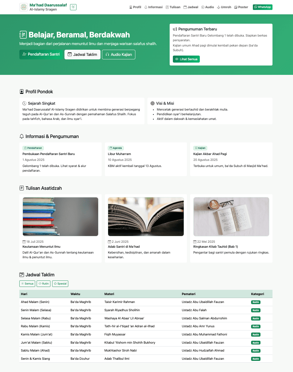 Ma'had Daarussalaf Al-Islamy Sragen